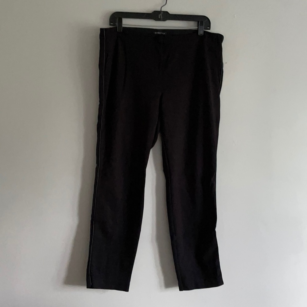 Eileen Fisher black dress pants leather trim